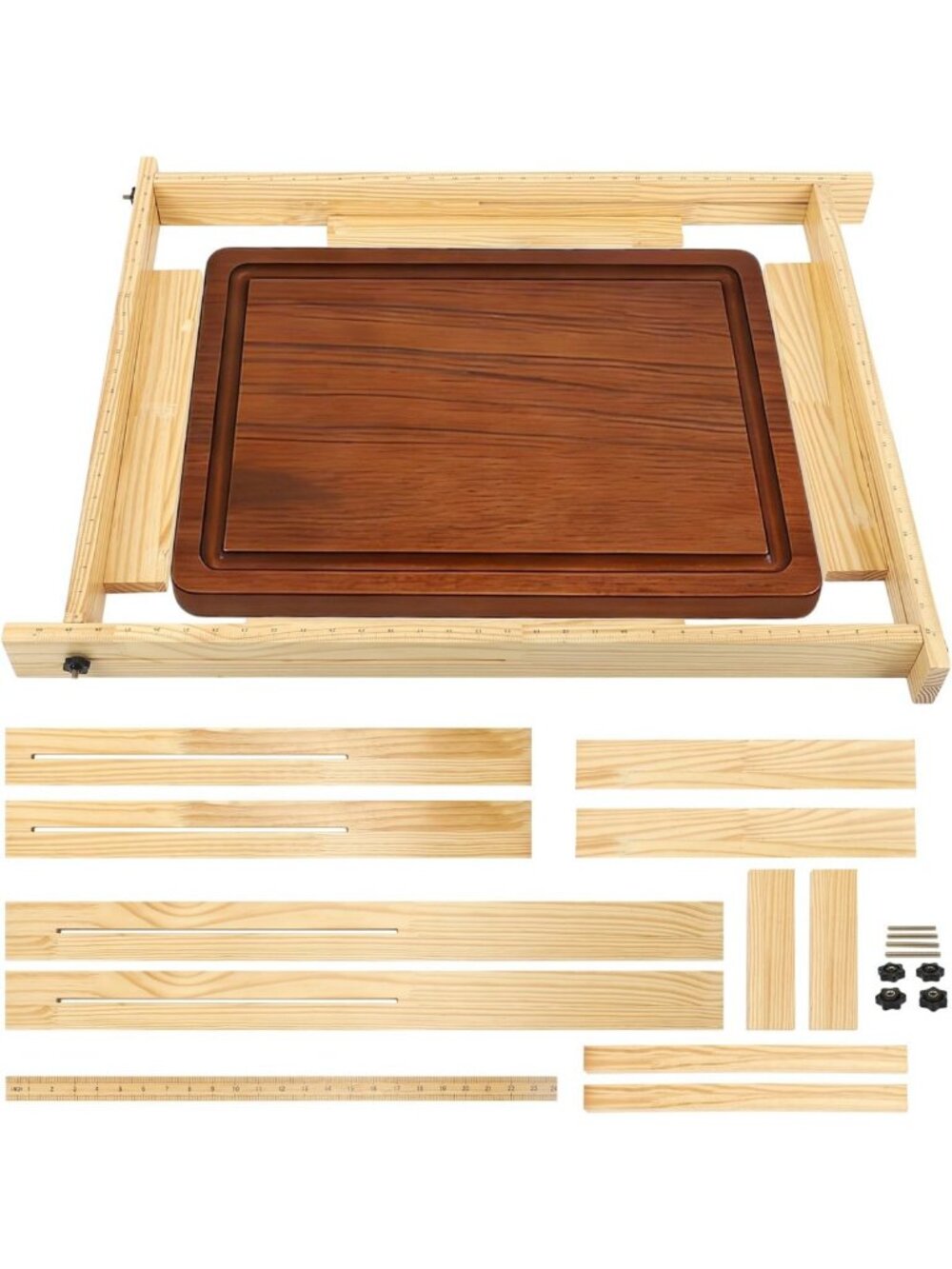 Adjustable Router Jig with Juice Groove & Scale - Solid Wood Template Tool